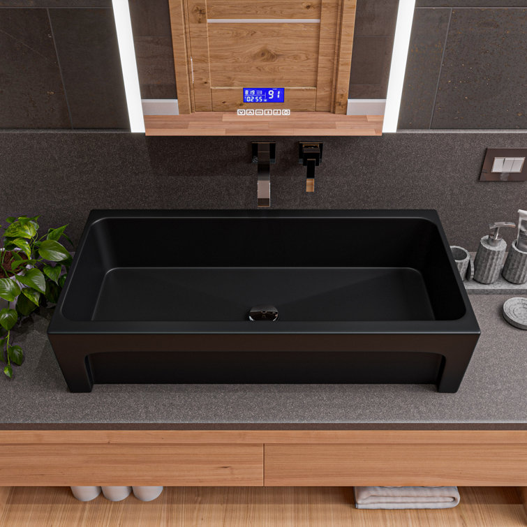 Matte Black Ceramic 36'' Trough Bathroom Sink