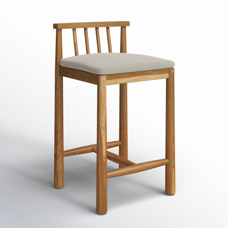 Natural Wood Dining Chair with Cream Cushions