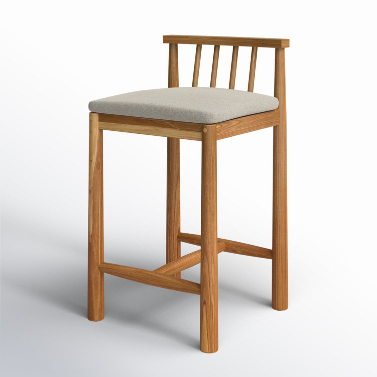 Natural Wood Dining Chair with Cream Cushions