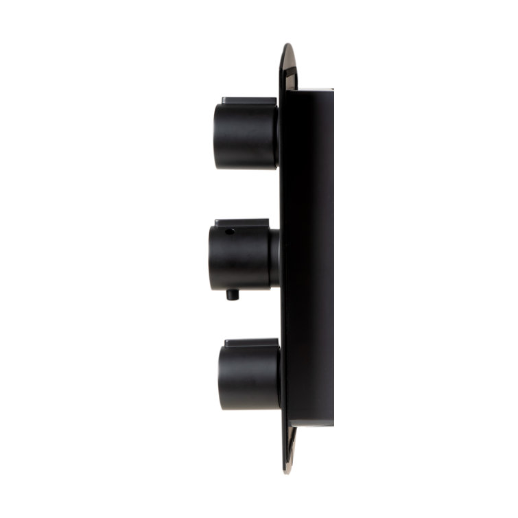 Black Matte Wall-Mounted 3-Way Thermostatic Shower Valve