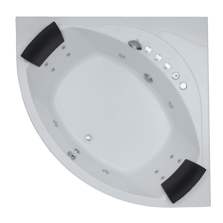 59.13'' White Acrylic Corner Whirlpool Bathtub