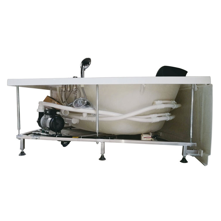 59.13'' White Acrylic Corner Whirlpool Bathtub