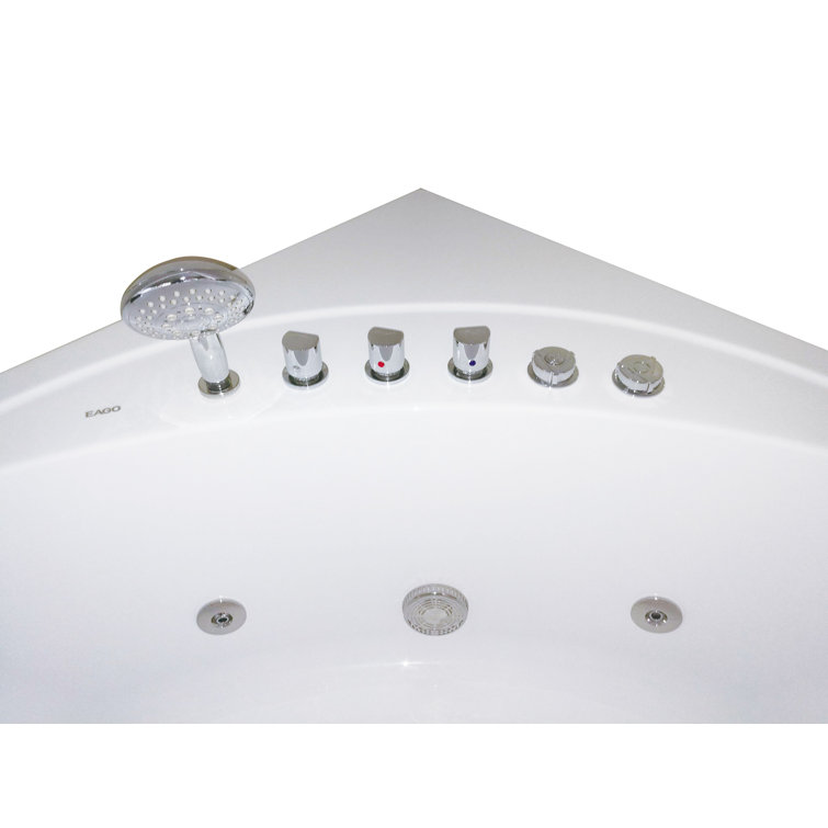 59.13'' White Acrylic Corner Whirlpool Bathtub