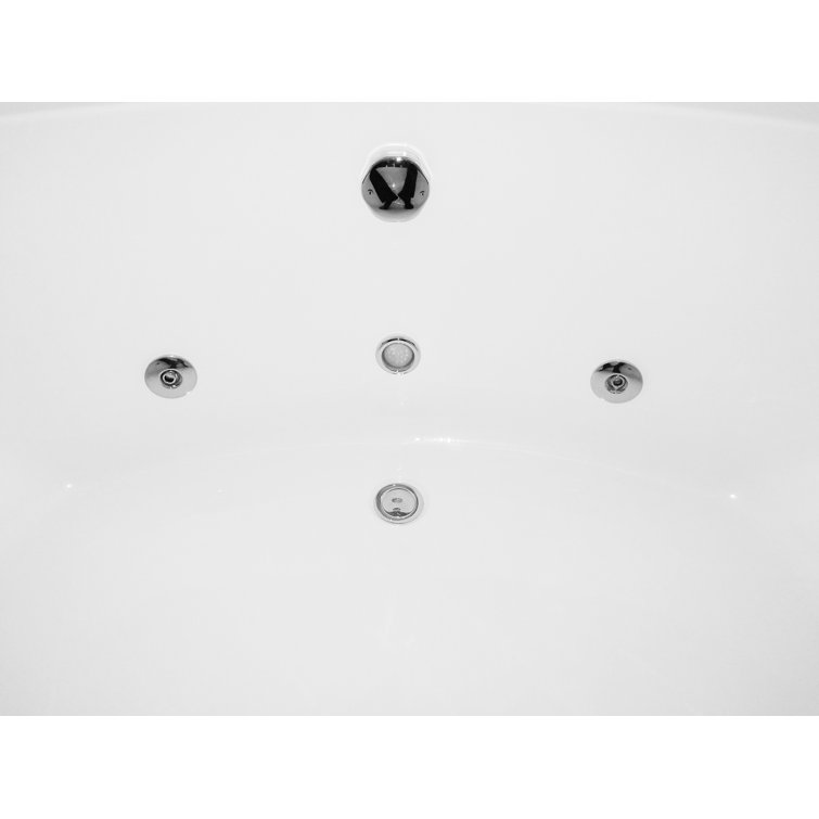 59.13'' White Acrylic Corner Whirlpool Bathtub