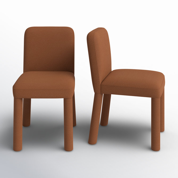 Rust Upholstered Parsons Side Chair Set with Metal Legs