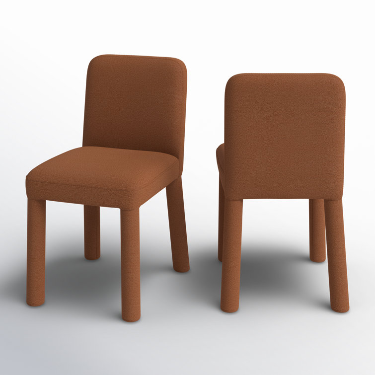 Rust Upholstered Parsons Side Chair Set with Metal Legs
