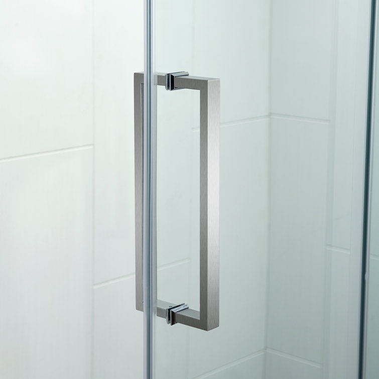 Brushed Nickel Frameless Sliding Shower Door with Clear Tempered Glass