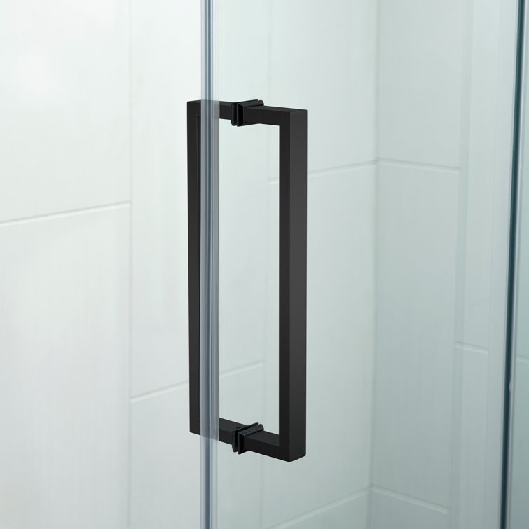 Matte Black Frameless Sliding Shower Door with Clear Tempered Glass