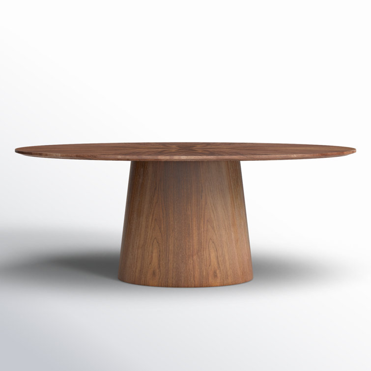 Contemporary Mid-Century Walnut Oval Dining Table, Seats Eight