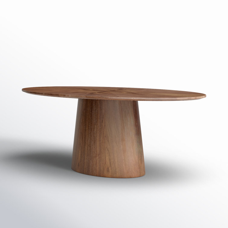 Contemporary Mid-Century Walnut Oval Dining Table, Seats Eight