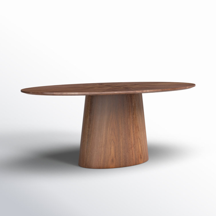 Contemporary Mid-Century Walnut Oval Dining Table, Seats Eight
