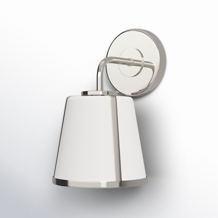 Elegant Polished Nickel Outdoor Wall Sconce with White Etched Opal Shade
