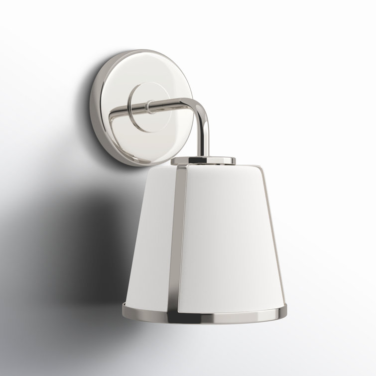 Elegant Polished Nickel Outdoor Wall Sconce with White Etched Opal Shade