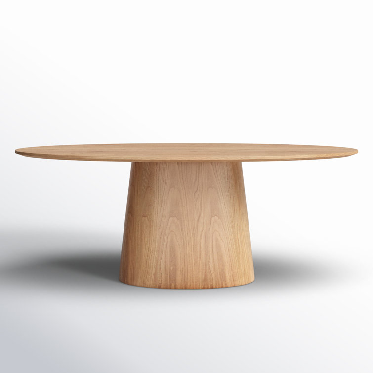 Contemporary Mid-Century 78'' Oval Natural Wood Dining Table
