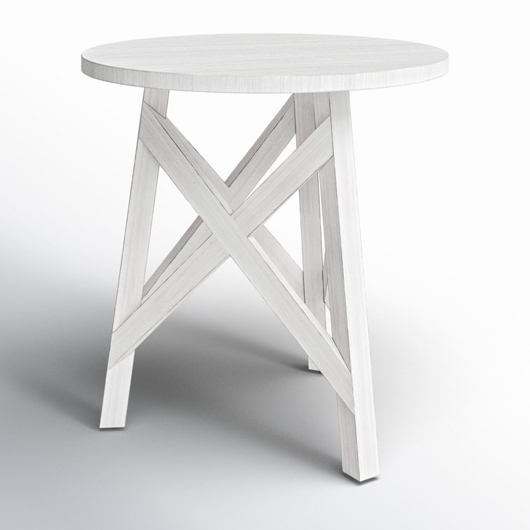 White Round Transitional Wood End Table