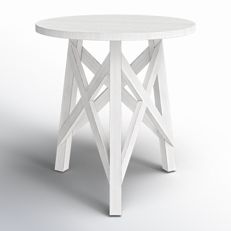 White Round Transitional Wood End Table