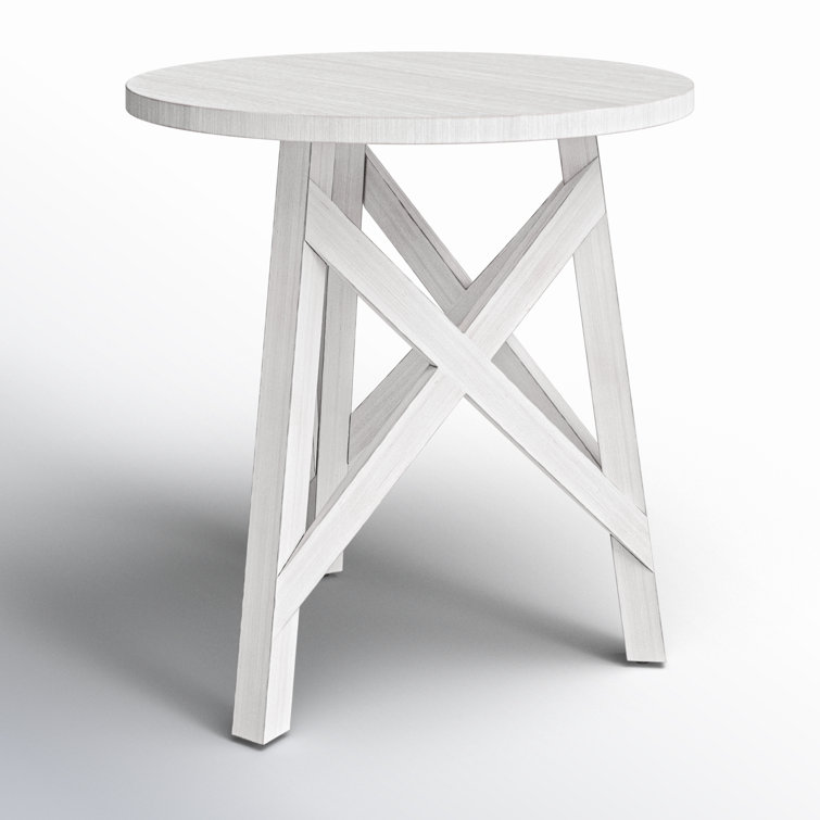 White Round Transitional Wood End Table