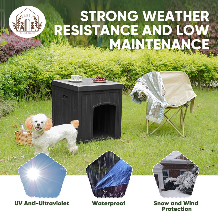Black Insulated Medium Plastic Dog House with Elevated Floor