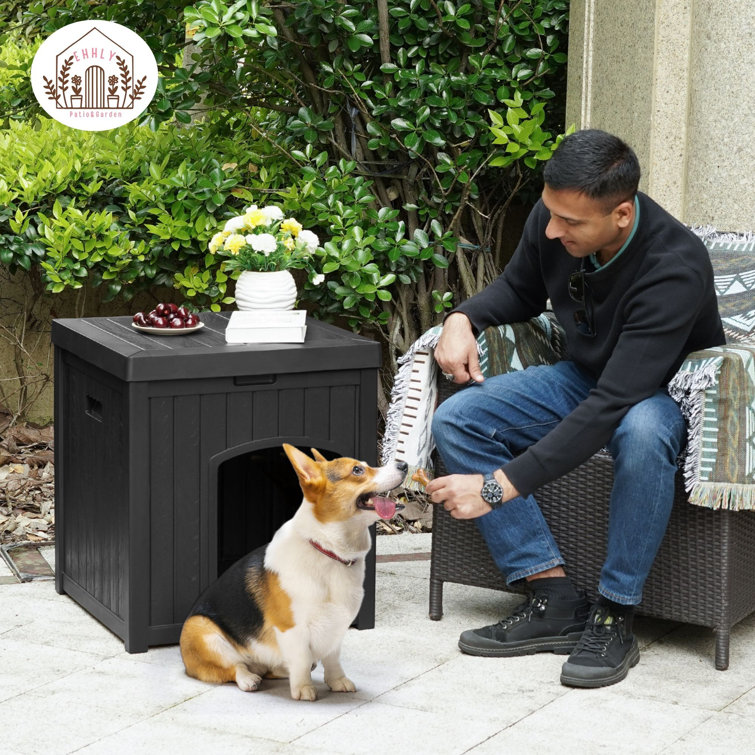 Black Insulated Medium Plastic Dog House with Elevated Floor