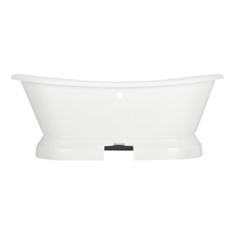 Frayser 71" White Cast Iron Freestanding Oval Pedestal Tub