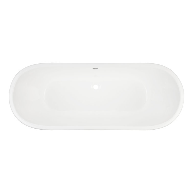 Brayden 68" Stainless Steel and White Cast Iron Freestanding Soaking Tub