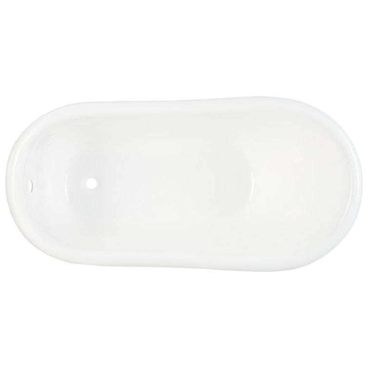 White 60" Cast Iron Freestanding Soaking Tub with Overflow