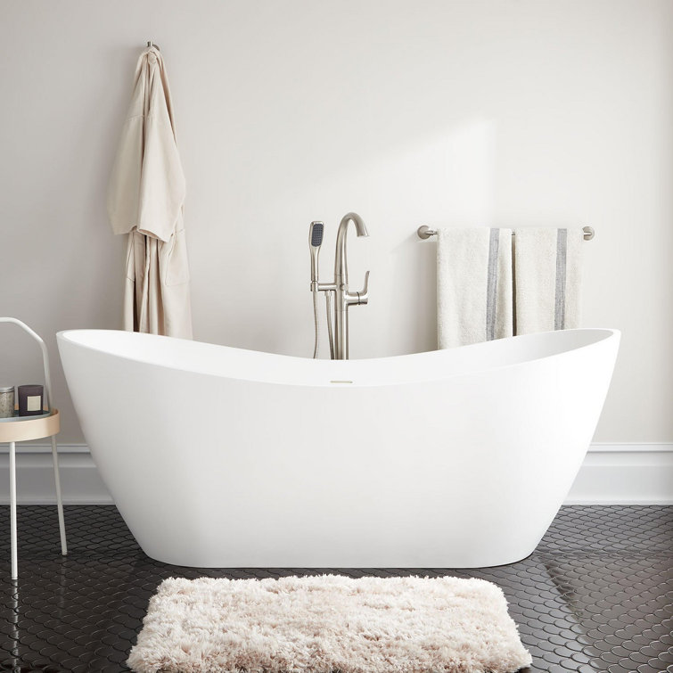 Sheba 72" White Solid Surface Freestanding Soaking Tub