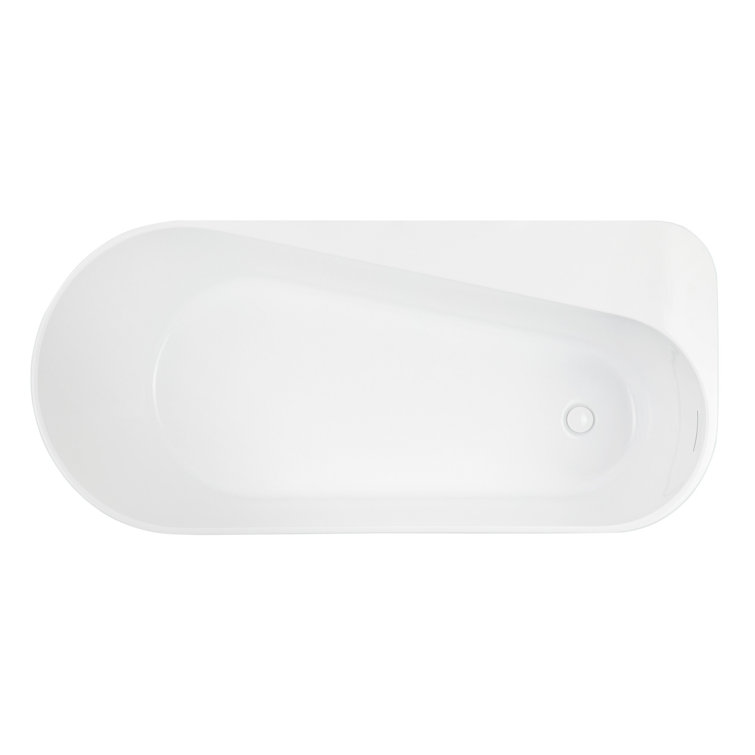 Dellway 66" Glossy White Acrylic Freestanding Soaking Tub