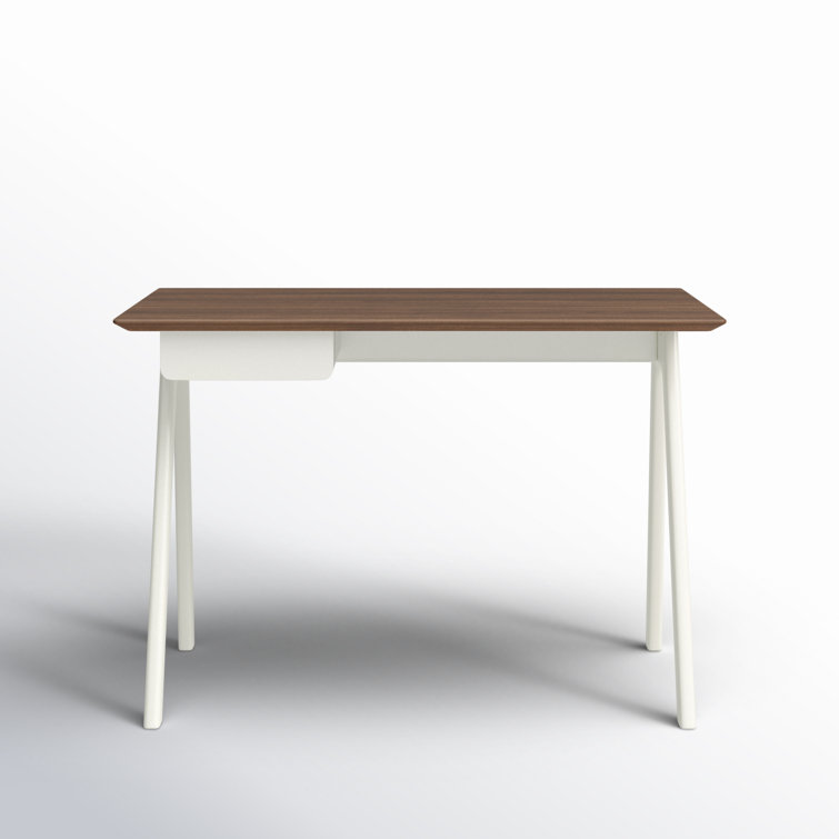 Compact White Wood Work Desk with Versatile Drawer