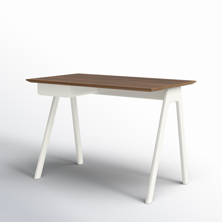 Compact White Wood Work Desk with Versatile Drawer