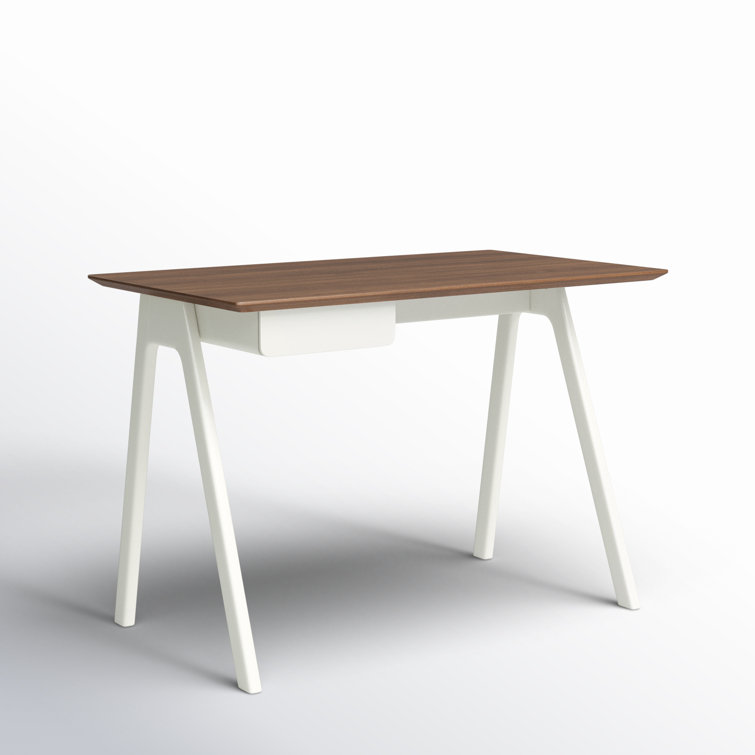 Compact White Wood Work Desk with Versatile Drawer
