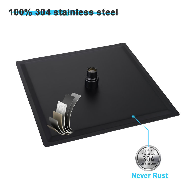 10 Inch Matte Black Stainless Steel Square Rain Shower Head