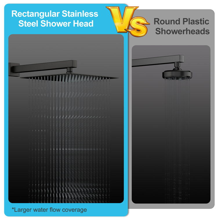 10 Inch Matte Black Stainless Steel Square Rain Shower Head