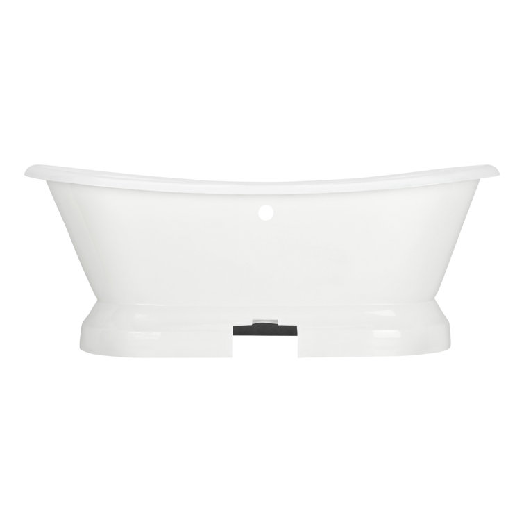 Frayser 71" White Cast Iron Freestanding Oval Pedestal Tub