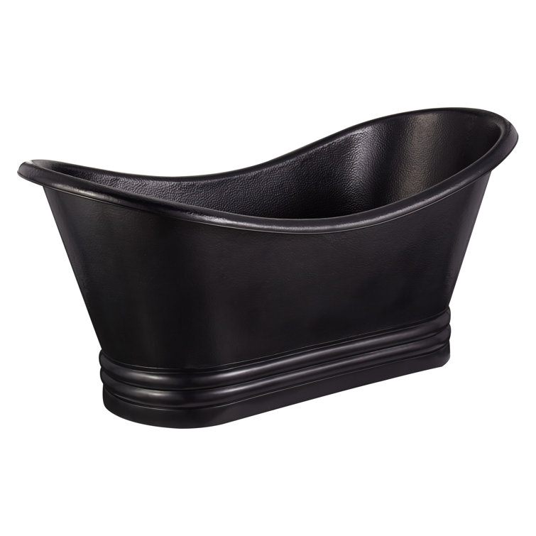 Raye 71" Antique Black Copper Freestanding Tub with White Drain