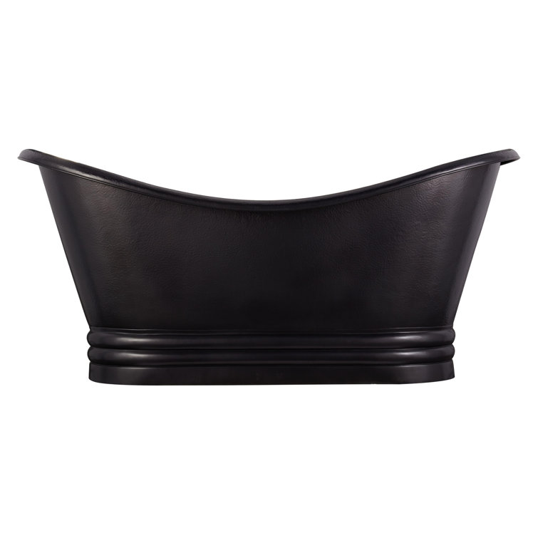 Raye 71" Antique Black Copper Freestanding Tub with White Drain
