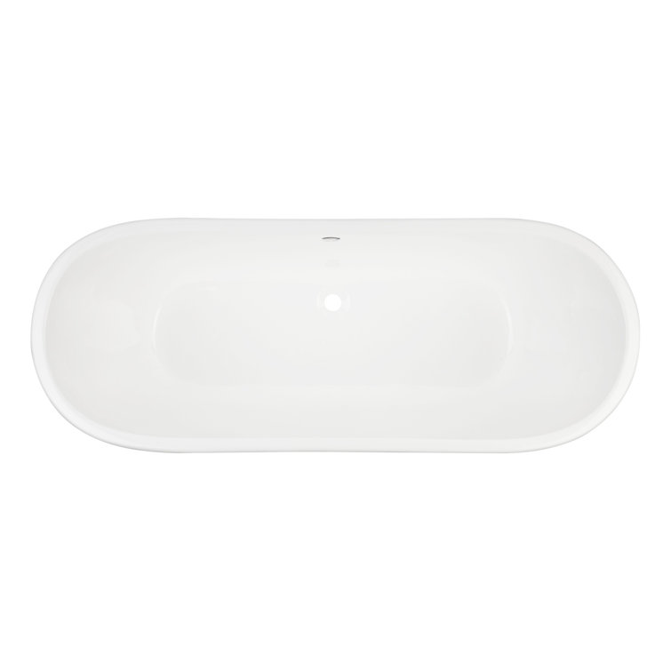Brayden 68" White and Stainless Steel Cast Iron Freestanding Tub