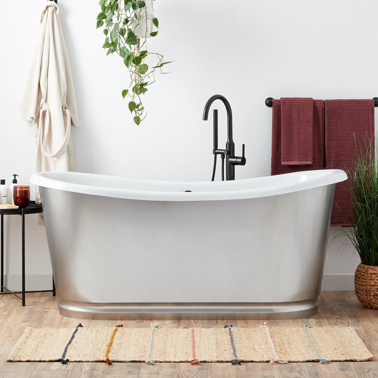 Dorset 66" Cast Iron Freestanding Tub with Brushed Nickel Drain