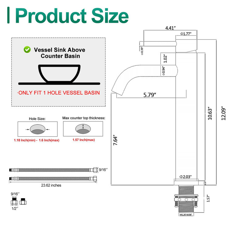 Matte Black Stainless Steel Single Handle Vessel Sink Faucet