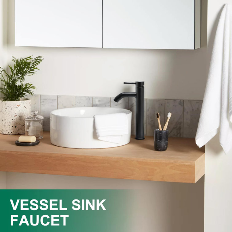 Matte Black Stainless Steel Single Handle Vessel Sink Faucet