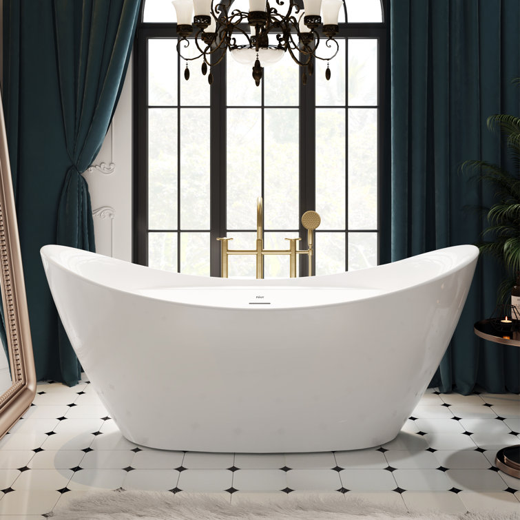 Boracay 67" White Acrylic Freestanding Soaking Bathtub