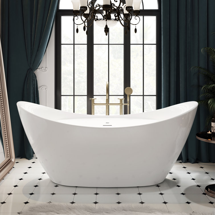 Boracay 67" White Acrylic Freestanding Soaking Bathtub