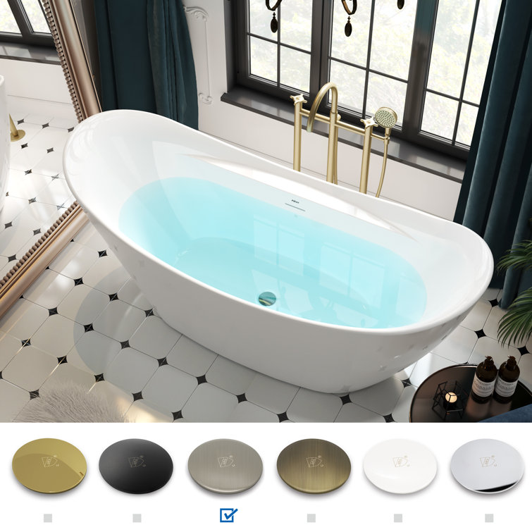 Boracay 67" White Acrylic Freestanding Soaking Bathtub