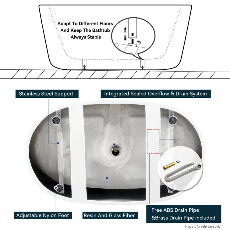 Boracay 67" White Acrylic Freestanding Soaking Bathtub