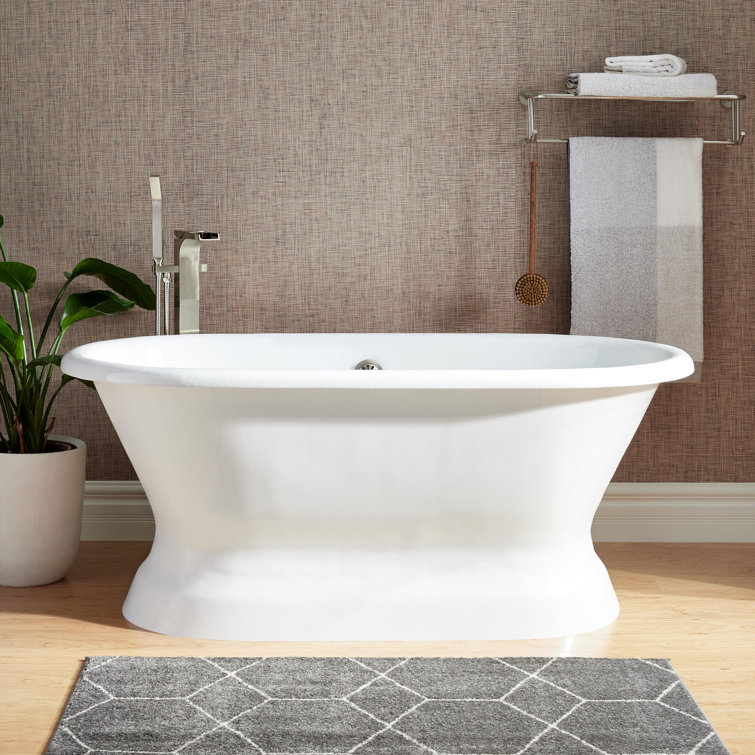 Henley 66" White Cast Iron Freestanding Pedestal Tub