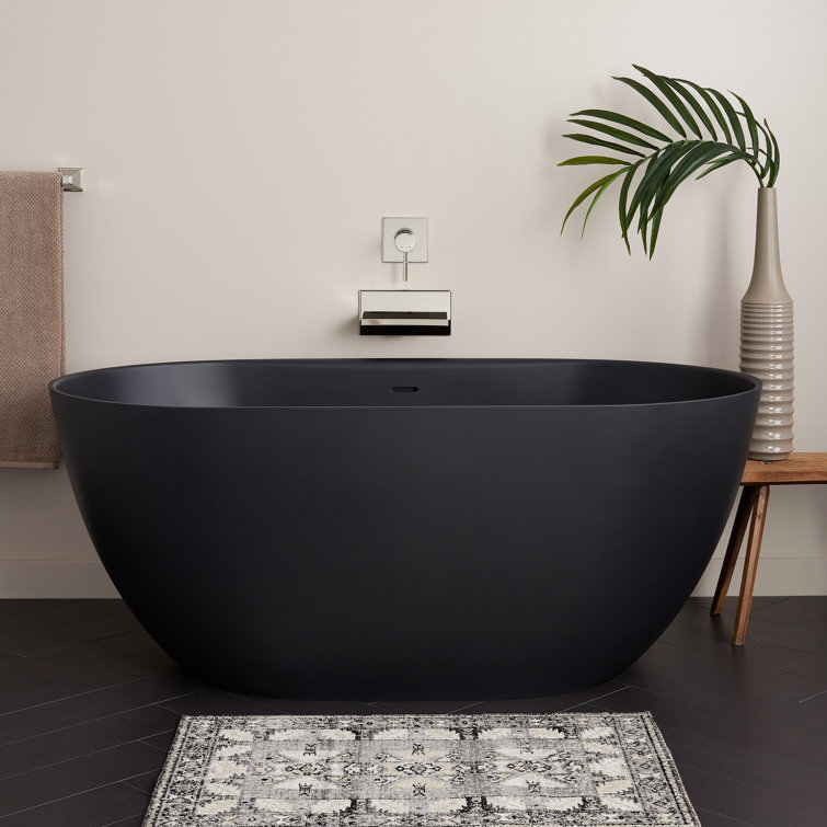 Catino 66" Matte Black Solid Surface Freestanding Soaking Tub