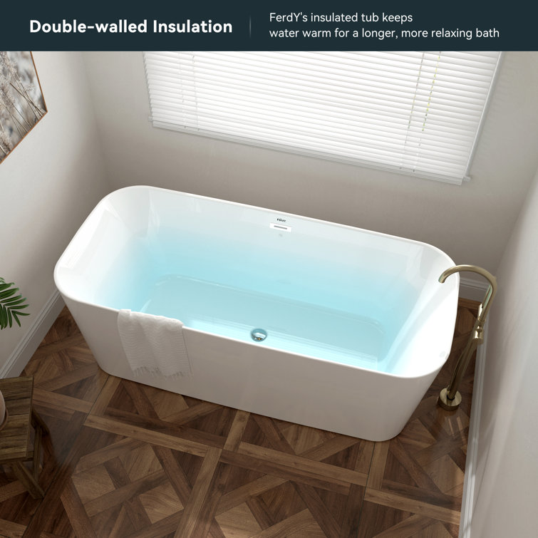 Shangri-La 67" Glossy White Acrylic Freestanding Bathtub