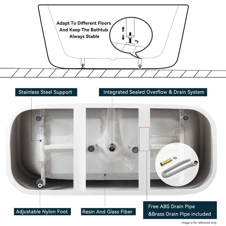 Shangri-La 67" Glossy White Acrylic Freestanding Bathtub