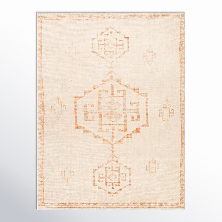 Ivory and Gold Hand-Knotted Synthetic Area Rug