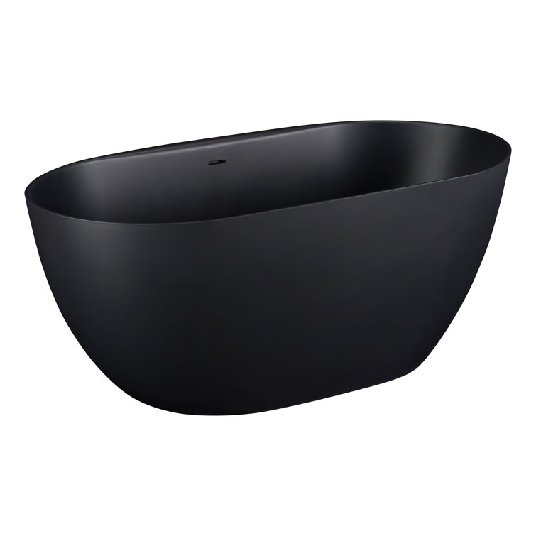 Catino 59" Matte Black Solid Surface Freestanding Soaking Tub